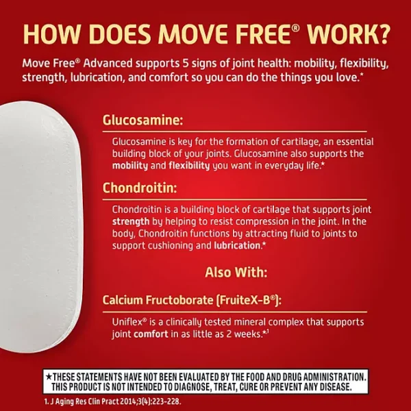 Move Free Advanced Glucosamine Joint Health Support Supplement Tablets, 200 ct. - Image 3