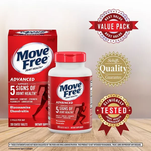 Move Free Advanced Glucosamine Joint Health Support Supplement Tablets, 200 ct. - Image 4