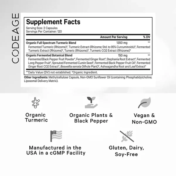Codeage Liposomal Turmeric Curcumin Capsules, 240 ct. - Image 2