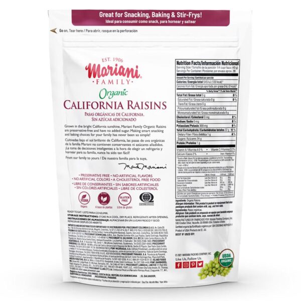 Mariani Californian Organic Raisins 907 g / 32 oz - Image 3