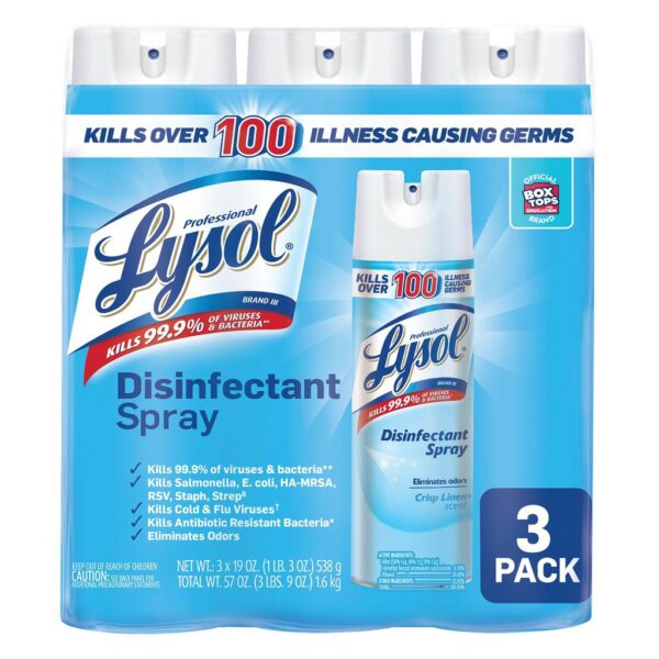 Lysol Disinfectant Spray Crisp Linen 3 Units / 562 mL / 19 oz