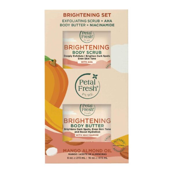 Petal Fresh Mango and Almond Oil Exfoliating and Body Butter Set with AHA and Niacinamide 473 mL + 237 mL | 16 oz + 8 oz
